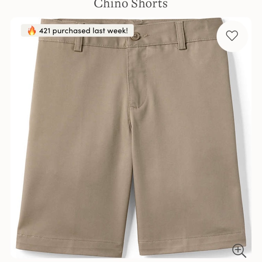 Lands' End School Uniform Boys Plain Front Blend Chino Shorts size small 6-7